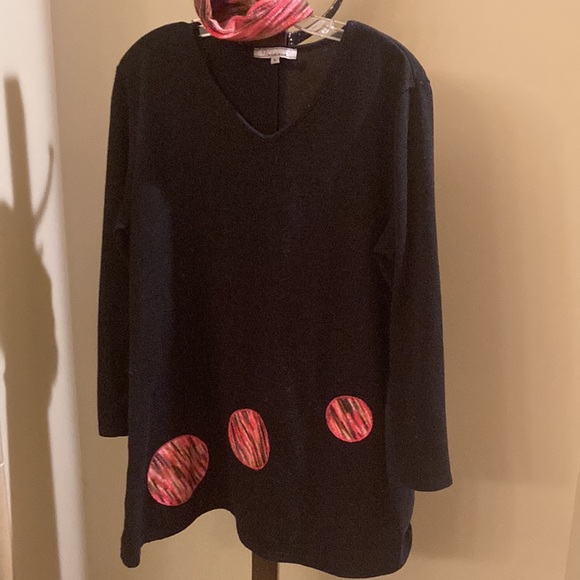 Long tunic style sweater with matching scarf, Size XL - Picture 2 of 13